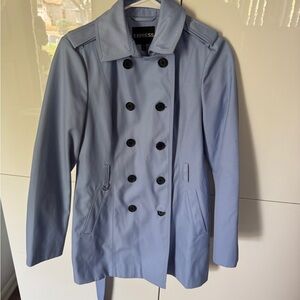 Express Sky Blue Double-Breasted Trench Coat